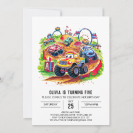 Invitación Día de cumpleaños del monstruo infantil colorido