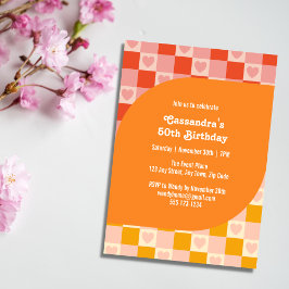 Invitación Día de cumpleaños del Naranja Rojo Bauhaus con con