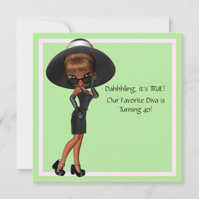 Invitación Día de Cumpleaños Divertido de la Diva Mujer 40 (Anverso)