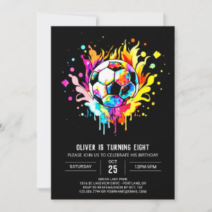 Invitación Día de cumpleaños en línea de niños de fútbol de c