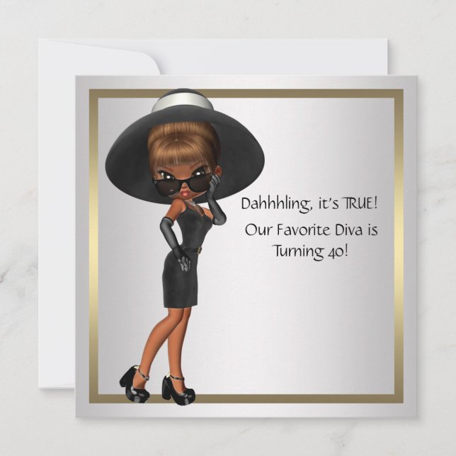 Invitación Día de cumpleaños número 40 divertido de la diva m (Anverso)