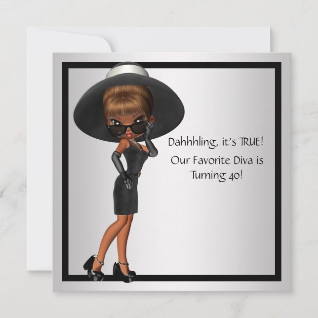 Invitación Día de cumpleaños número 40 divertido de la diva m (Anverso)