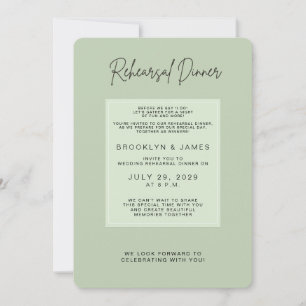 Invitación Día de Ensayo de Boda con Luz Verde Salvia