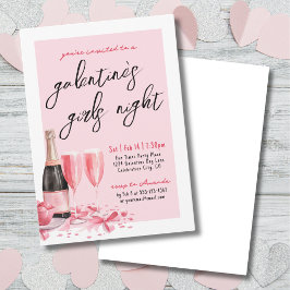 Invitación Día de Galentine de Champaña Rosa Nocturno chicas