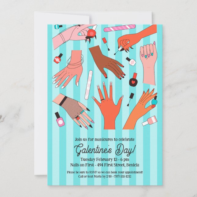 Invitación Día de Galentine en el Salón Nail (Anverso)