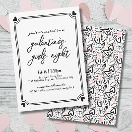 Invitación Día de Galentine en la noche de Chicas de corazone