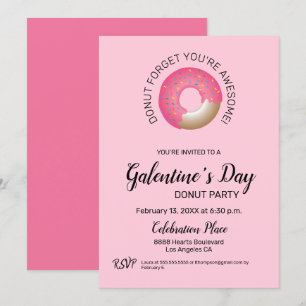 Invitación Día de Galentine: Fiesta de Donut Pink Valentine's