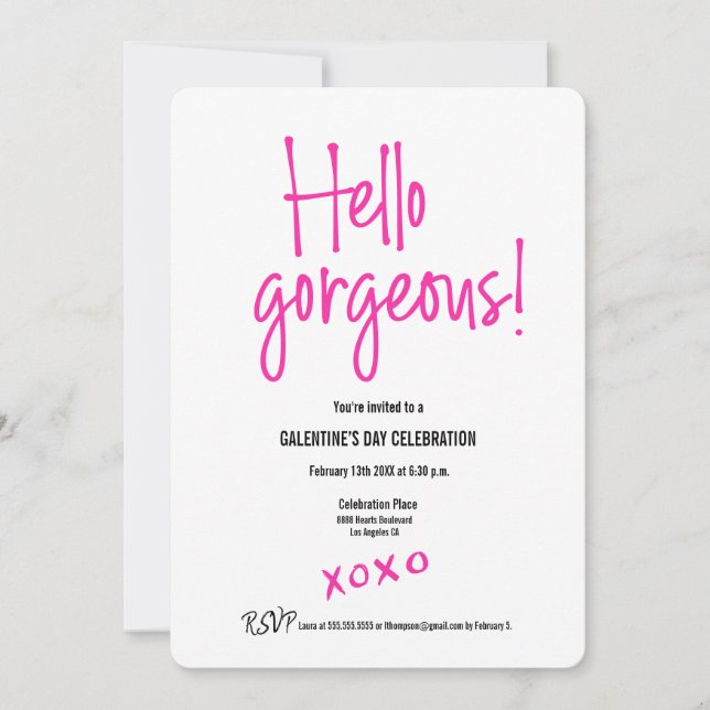Invitación Día de Galentine Vaelentine Hola preciosa XOXO (Anverso)
