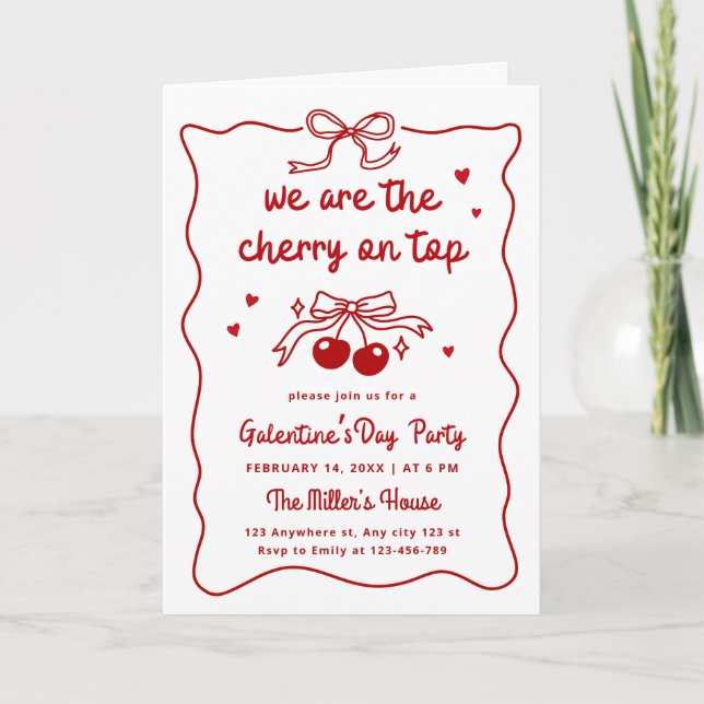 Invitación Día de Galentines, Fiesta de San Valentín, Fiesta  (Anverso)