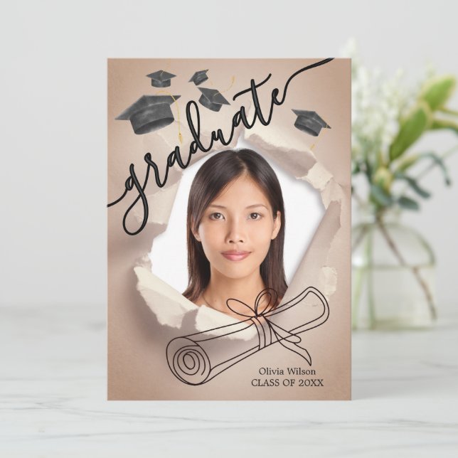 Invitación Día de graduación (Anverso de pie)