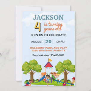 Invitación Día de juego de niños en el parque Fiesta de cumpl