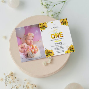 Invitación Día de la abeja, tema de la abeja de primer cumple