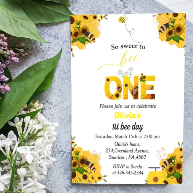 Invitación Día de la abeja, tema de la abeja de primer cumple (Subido por el creador)