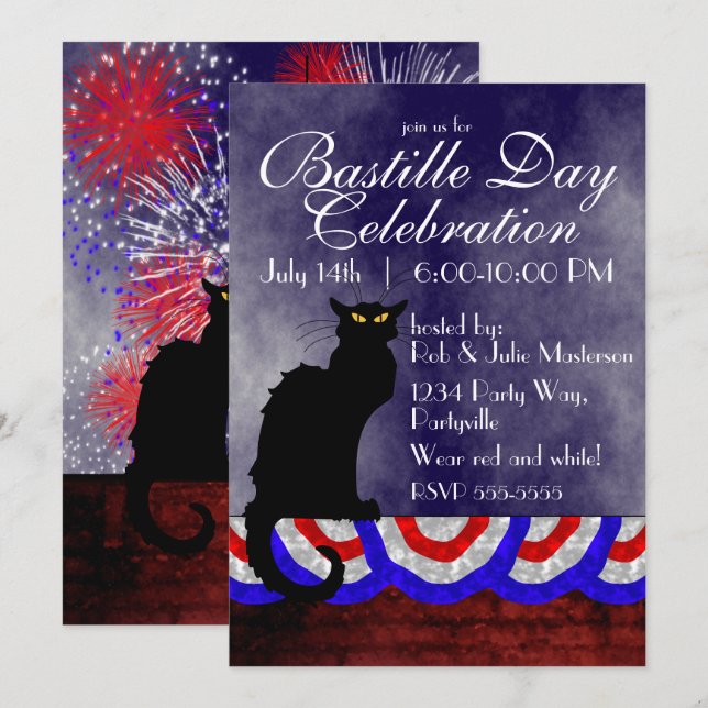 Invitación Día de la Bastilla de Chat Noir (Anverso / Reverso)