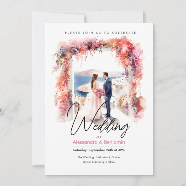 Invitación Día de la boda en acuarela | BODA (Anverso)