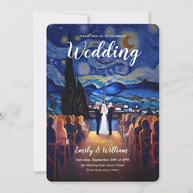 Invitación Día de la Boda Temática de Noche Primaria | BODA (Anverso)