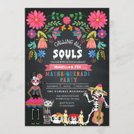 Invitación Día de la Calavera del Fiesta de la mascarada muer