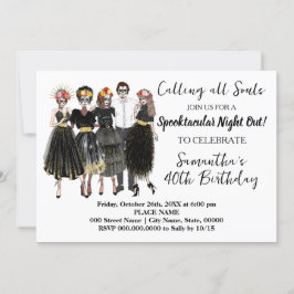 Invitación Día de la Catrina Muerta Skulls Adultos Cumpleaños