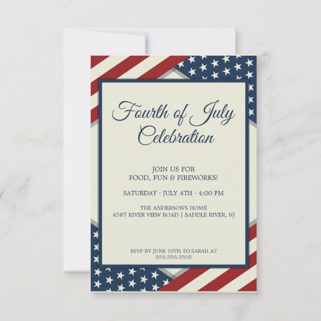 Invitación Día de la Celebración del Cuatro de Julio (Anverso)