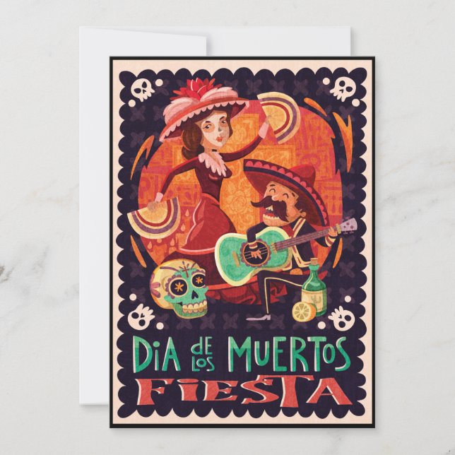 Invitación Día de la celebración muerta de la fiesta de la (Anverso)