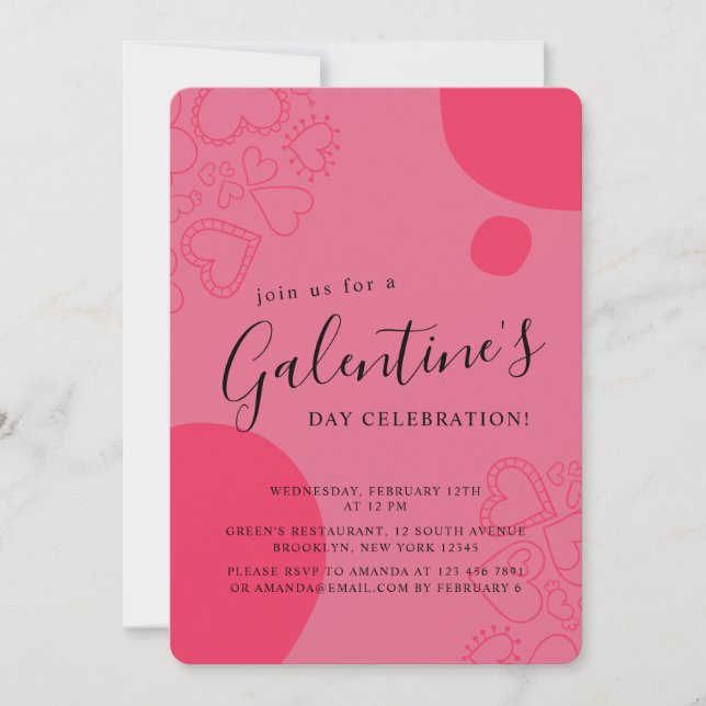 Invitación Día de la Galentina Roja Moderna (Anverso)