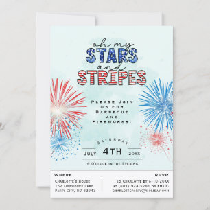 Invitación Día de la Independencia 4 de Julio Fiesta de Fuego