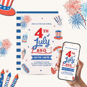 Invitación Día de la Independencia 4 de Julio Fiesta de Veran