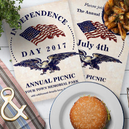 Invitación Día de la Independencia 4 de julio Vintage BBQ Fie