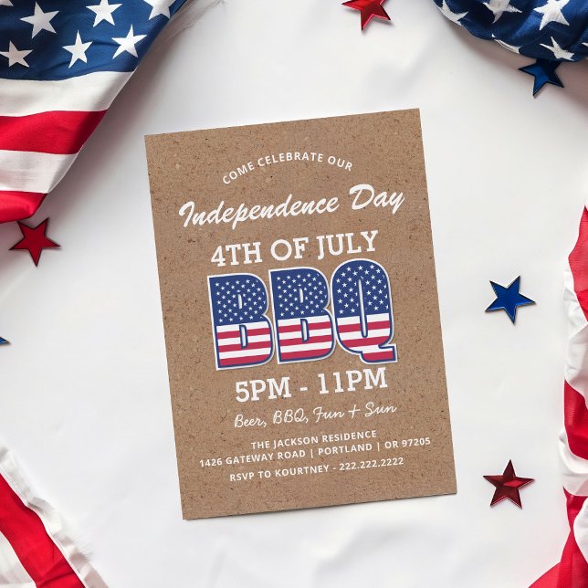 Invitación Día de la Independencia BBQ Rústico | 4 de Julio (Subido por el creador)