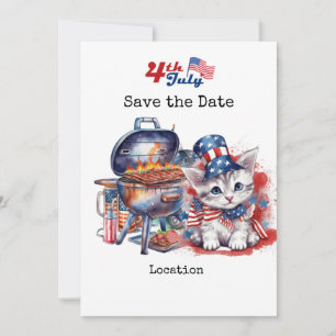 Invitación Día de la Independencia del 4 de julio con gato