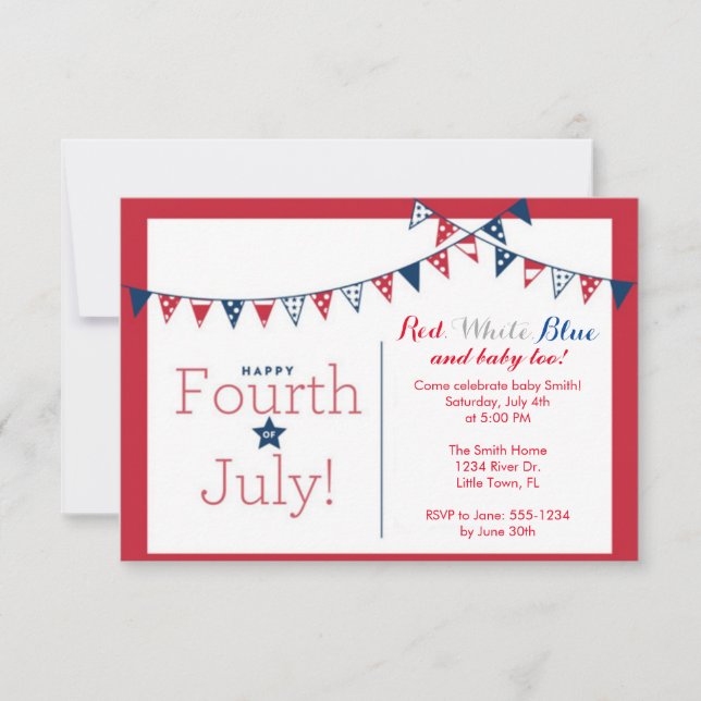 Invitación Día de la Independencia en Baby Shower (Anverso)