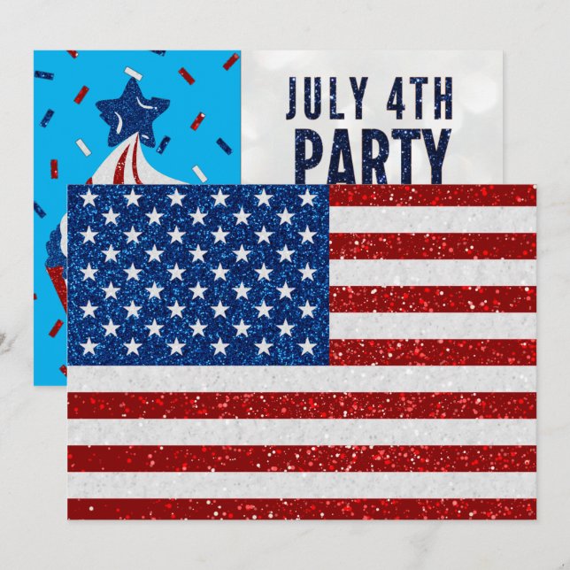 Invitación Día de la Independencia Fiesta 4 de julio Invitaci (Anverso / Reverso)