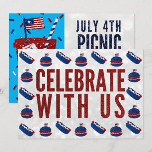 Invitación Día de la Independencia Picnic 4 de Julio Brillo