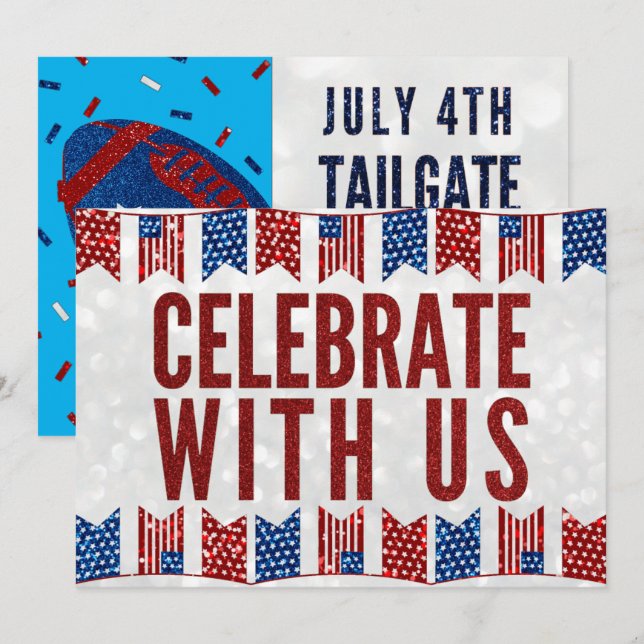 Invitación Día de la Independencia Tailgate 4 de Julio Invita (Anverso / Reverso)