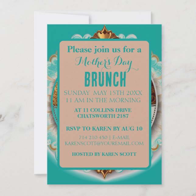 Invitación Día de la Madre al estilo del libro de cuadras ver (Anverso)