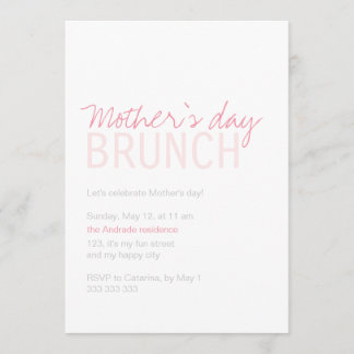 Invitación Día de la Madre Brunch Blanco Rosa Personalizable 