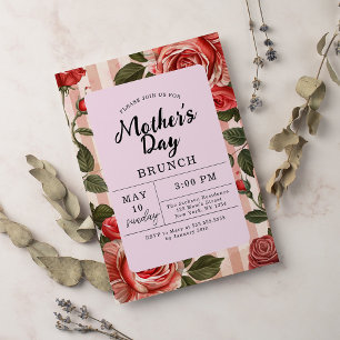 Invitación Día de la Madre Brunch de Floral Pink Peonies