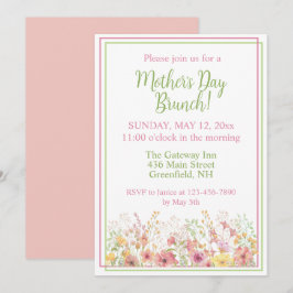 Invitación Día de la Madre de flores silvestres rosadas y ama