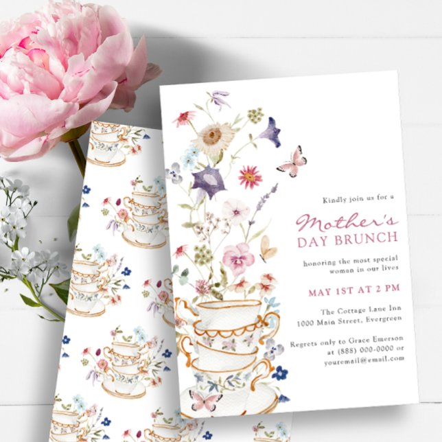 Invitación Día de la madre del té (Tea Mother's Day Invitation by Painted Paperie)
