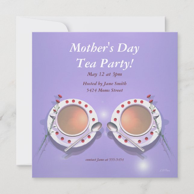 Invitación Día de la Madre Fiesta de té (Anverso)