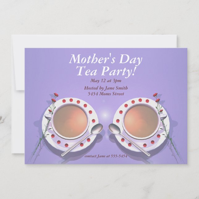 Invitación Día de la Madre Fiesta de té (Anverso)