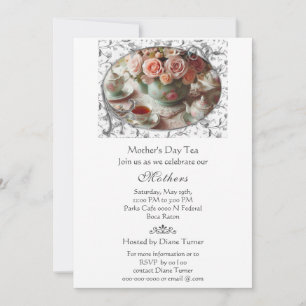 Invitación Día de la Madre Fiesta de Té Elegante