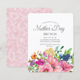 Invitación Día de la Madre floral botánico acuarela colorido