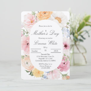 Invitación Día de la Madre floral rosa
