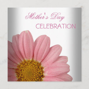 Invitación Día de la Madre Flores florales blancas rosadas