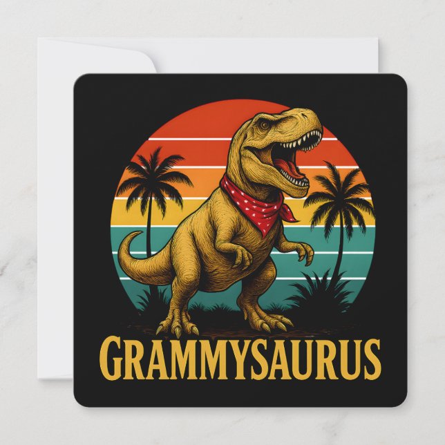 Invitación Día de la Madre Grammysaurus T Rex Dinosaur Grammy (Anverso)