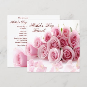 Invitación Día de la Madre Romántico Rose Bouquet & Petals