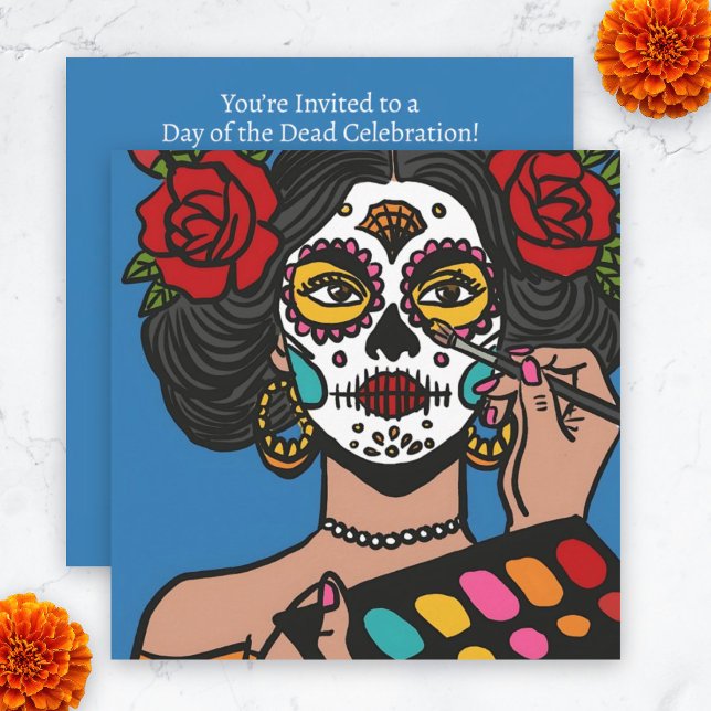 Invitación Día de la Mano Muerta dibujó a Catrina (Day of the Dead Hand Drawn Catrina Invitation.)