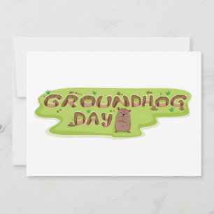 Invitación Día de la Marmota con letras de madera