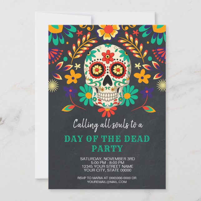 Invitación Día de la Muerte en la Fiesta de Halloween (Anverso)